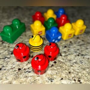 Vintage LOT Lego Duplo Primo Blocks Ladybug Bumblebee Rattle Baby Stack ‘n Learn